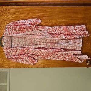 Lularoe medium red and white long cardigan